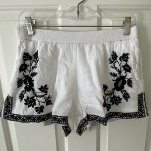 JCREW white shorts with black embroidery